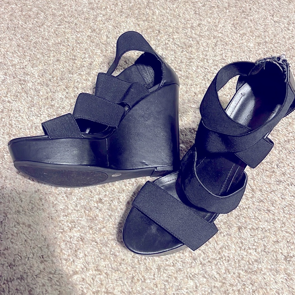 Black BCBG Wedges